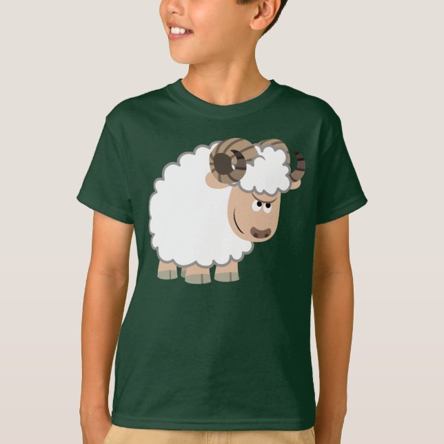 Cute Confident Cartoon Ram Children T-Shirt (Front)