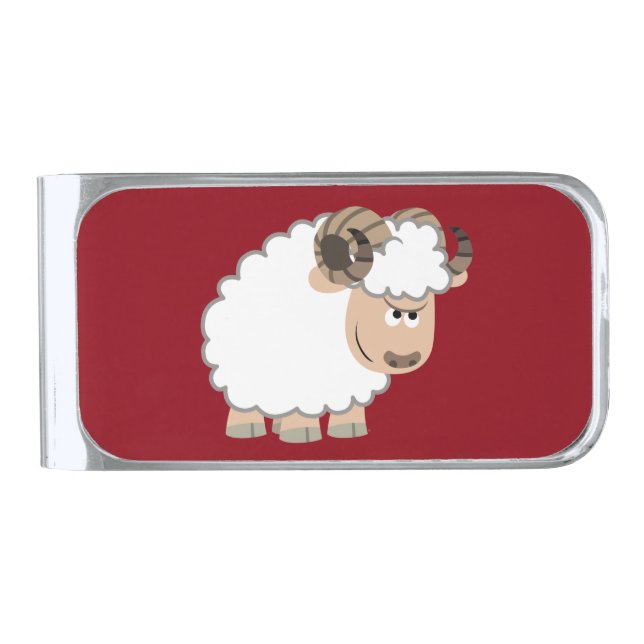 Cute Confident Cartoon Ram Money Clip (Front)