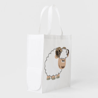 Cute Confident Cartoon Ram Reusable Bag