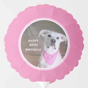Cute Confident Dog With Soulful Eyes Forty Pink Balloon