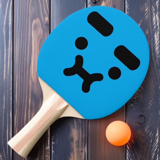 Cute Confused Pouty Face Blue Ping Pong Paddle (Creator Uploaded)