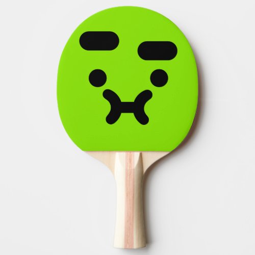Cute Confused Pouty Face Green Ping Pong Paddle