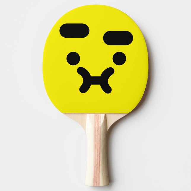 Cute Confused Pouty Face Yellow Ping Pong Paddle (Front)