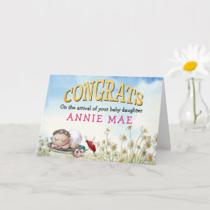 Cute Congrats New Baby Girl Name Card