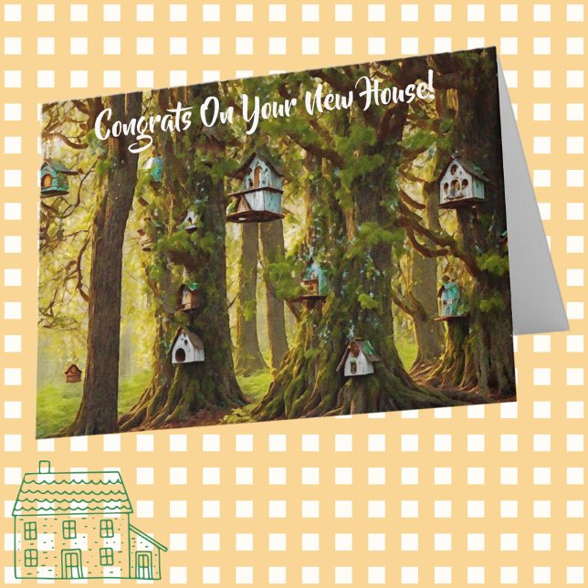 Cute Congrats New House Moving Card Birdhouses (New house, moving congratulations card.)