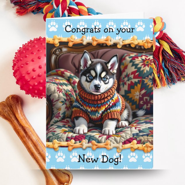 Cute Congrats on your Husky Puppy Dog  Card (Creator Uploaded)
