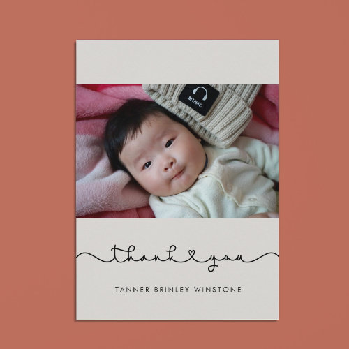 Cute connecting heart Baby shower thank you card
