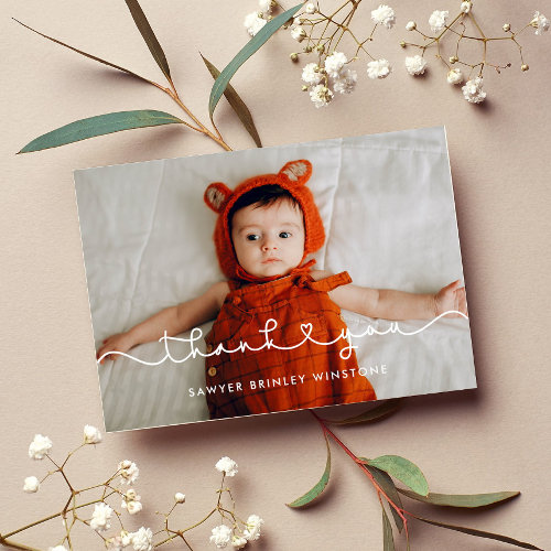 Cute connecting heart font Baby shower thank you