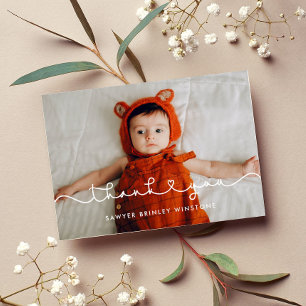 Cute connecting heart font Baby shower thank you Card