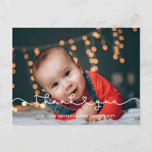 Cute connecting heart font Baby shower thank you Postcard
