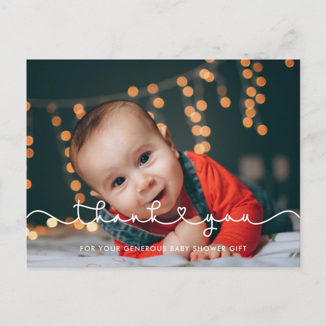 Cute connecting heart font Baby shower thank you Postcard (Front)