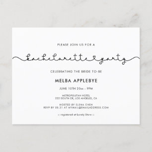 Cute connecting heart font Bachelorette Party Postcard