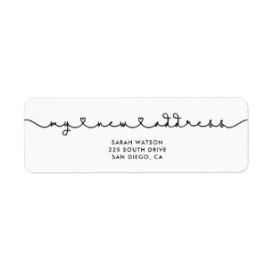 Cute connecting heart font My new address Label