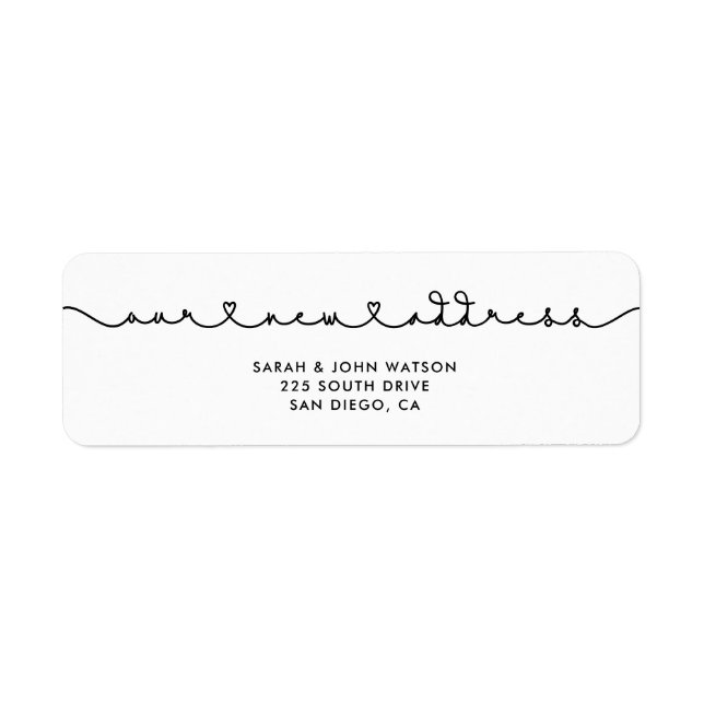 Cute connecting heart font Our new address Label (Front)