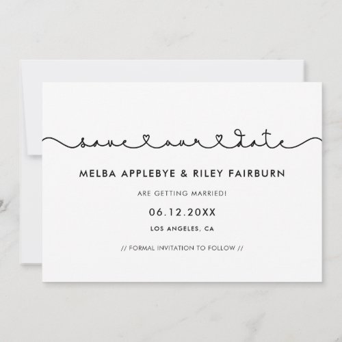 Cute connecting heart font Save our date photo Ann Announcement