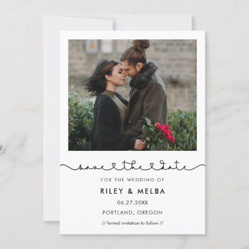 Cute connecting heart font Save the date photo