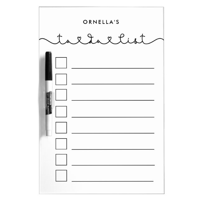 Cute connecting heart font To do list Dry Erase Board (Front)