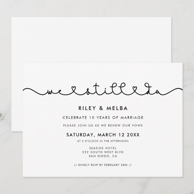 Cute connecting heart font We still do Vow renewal Invitation (Front/Back)