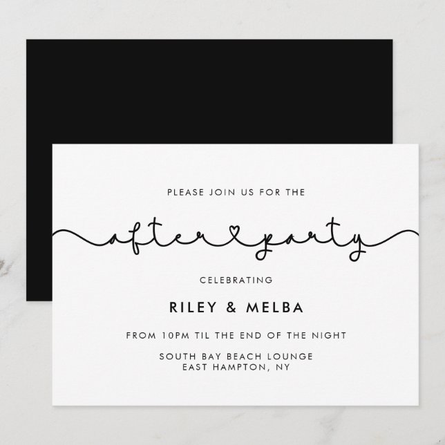 Cute connecting heart font wedding after party invitation (Front/Back)