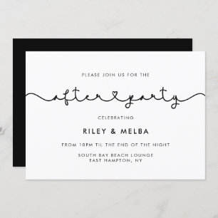 Cute connecting heart font wedding after party invitation