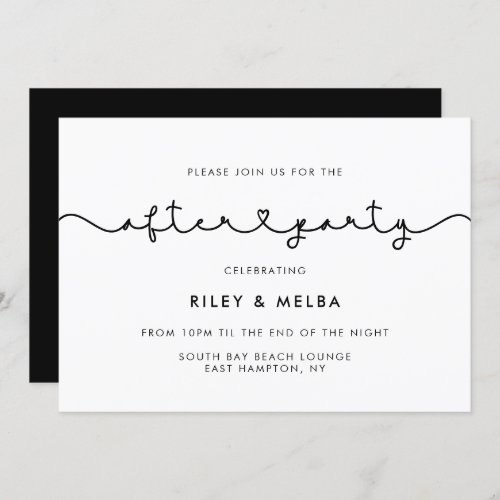 Cute connecting heart font wedding after party invitation