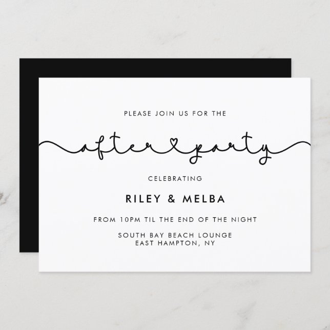 Cute connecting heart font wedding after party invitation | Zazzle