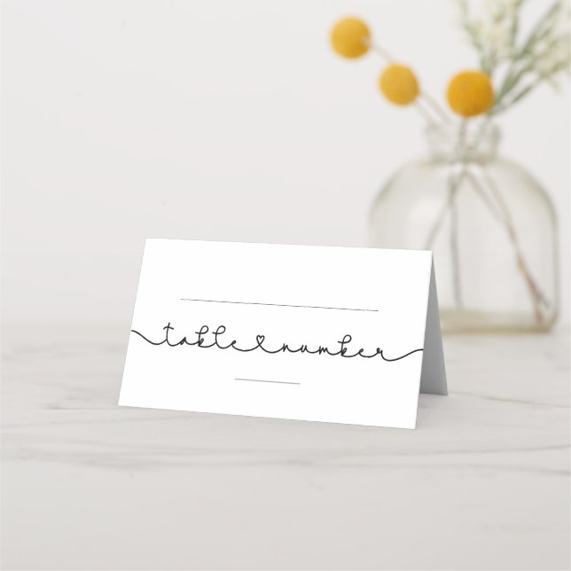 Cute connecting heart font wedding place card (Front)