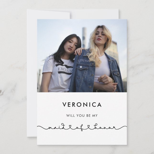 Cute connecting heart Maid of Honor proposal card (Front)