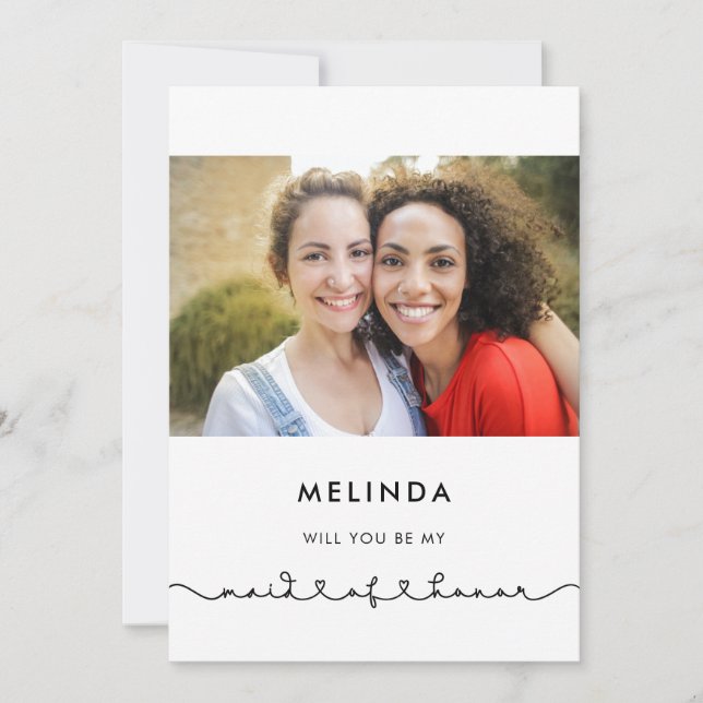 Cute connecting heart Maid of Honor proposal card (Front)