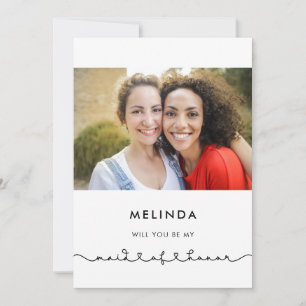 Cute connecting heart Maid of Honor proposal card
