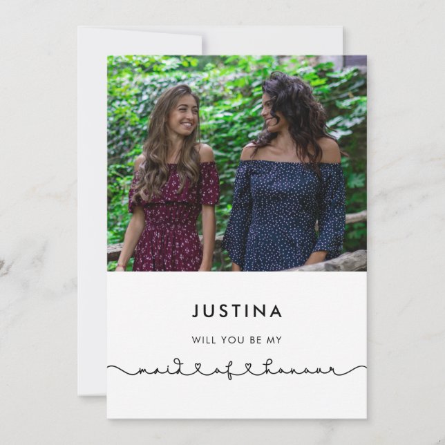 Cute connecting heart Maid of Honour UK proposal Invitation (Front)