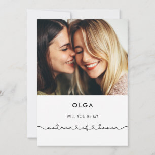 Cute connecting heart Matron of Honor proposal Invitation