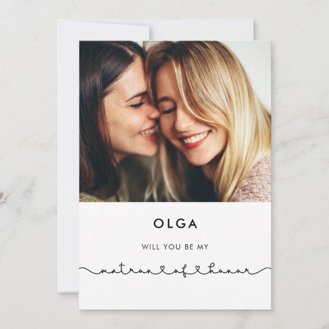 Cute connecting heart Matron of Honor proposal Invitation (Front)