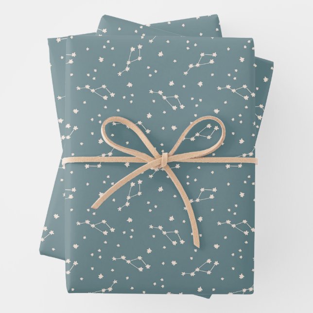 Cute Constellation Sky Pattern Wrapping Paper Sheets (In situ)