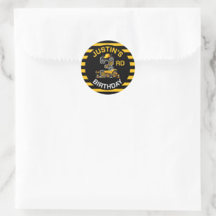 Cute Construction 3rd Birthday Classic Round Sticker