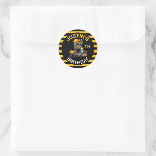 Cute Construction 5th Birthday Classic Round Sticker