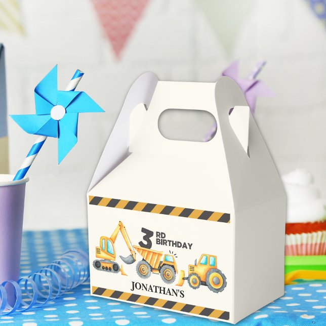 Cute Construction Birthday Party 3th Years Favor Boxes (Creator Uploaded)