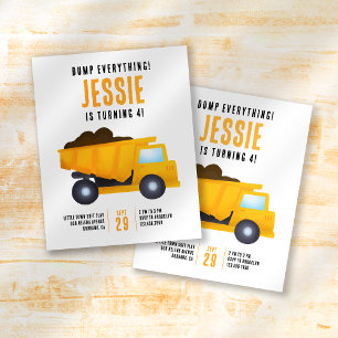 Cute Construction Birthday Party Invitation