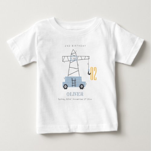 Cute Construction Crane Any Age Birthday Baby T_Shirt