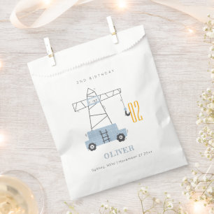 Cute Construction Crane Any Age Birthday Favor Bag