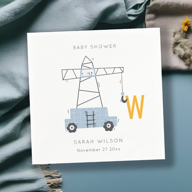 Cute Construction Crane Boy's Urban Baby Shower  Napkins (Creator Uploaded)