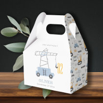 Cute Construction Crane Kids Any Age Birthday Favor Boxes