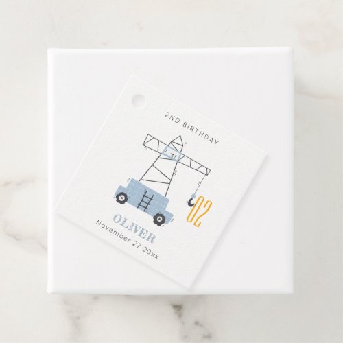 Cute Construction Crane Kids Any Age Birthday Favor Tags
