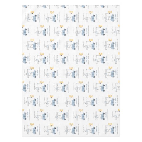 Cute Construction Crane Kids Any Age Birthday  Tablecloth