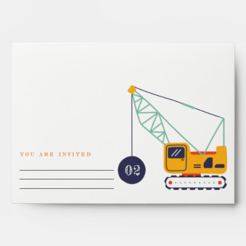 Cute Construction Crane Vehicle Any Age Birthday Envelope