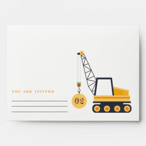 Cute Construction Crane Vehicle Any Age Birthday  Envelope