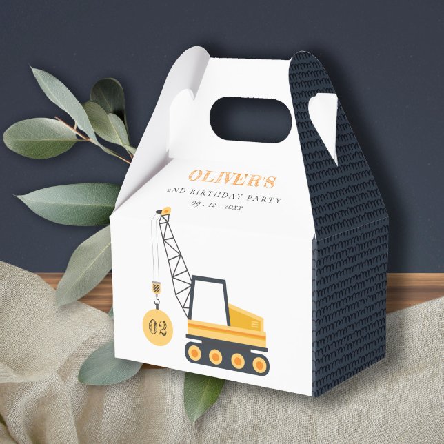 Cute Construction Crane Vehicle Any Age Birthday Favor Boxes (Creator Uploaded)