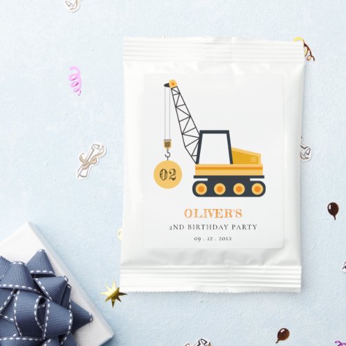 Cute Construction Crane Vehicle Any Age Birthday  Hot Chocolate Drink Mix