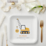 Cute Construction Crane Vehicle Any Age Birthday  Paper Plates<br><div class="desc">If you need any further customisation please feel free to message me on yellowfebstudio@gmail.com.</div>