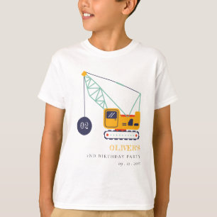 Cute Construction Crane Vehicle Any Age Birthday T-Shirt